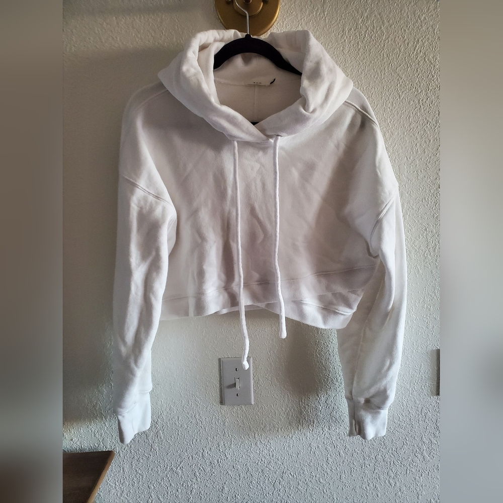 A.L.C. Jenna Hooded Cropped Cross Front Hoodie Size Large